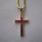 Iced Out Cross On 24 Inch Cuban Link Gold Plating