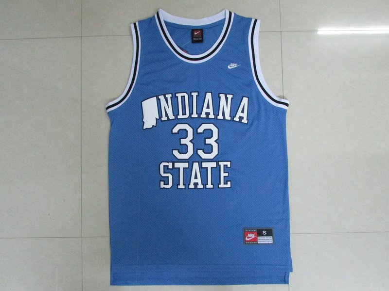 Larry Bird 33 Indiana State Basketball Stitched Blue Jersey Size S-2xl