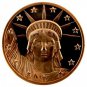 1 AVDP Oz .999 Fine Copper Coin Statue of Liberty Design