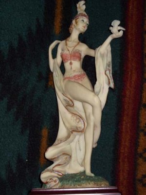 Art Deco Lady with Dove Figurine