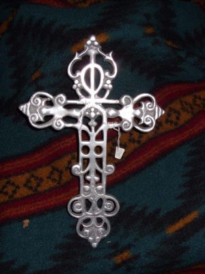 Large Silver Metal Cross