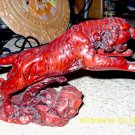 Red pouncing Tiger Sculpture