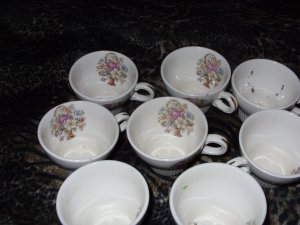 Floral Bouquet Vintage Tea Cup Set of 8 (1940's)