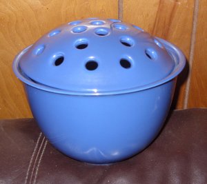 Blue Ceramic Covered Dish with Vented Lid