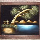 Original Black Velvet Landscape Painting unknown Artist