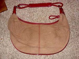Brown and Maroon Canvas Purse by Liz Clairborne