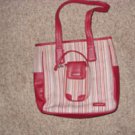 Vintage Burgundy Striped Longaberger Purse and Cell Phone Holder