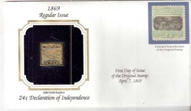 1869 Regular Issue 22kt Gold 24-cent Declaration of Independance Stamp