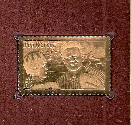 1997 First Day Issue 32-cent Football Coach Pop Warner Stamp & 22kt ...