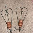 Wrought Iron and Oak Wall Sconces for taper candles