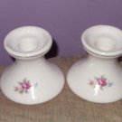 Vintage Porcelain Candle Holders w/ red Rose