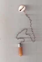 Yellow Jade - Cowry Shell and Silver Scrying Wicca Pendulum