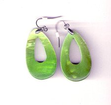 Emerald Green shell Oval Earrings (pierced)