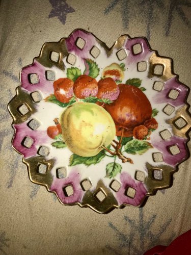Gold & Pink Vintage Decorative Fruit Plate (set of 4)