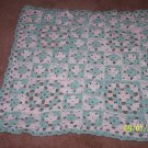 Crochet White and Aqua Baby Blanket