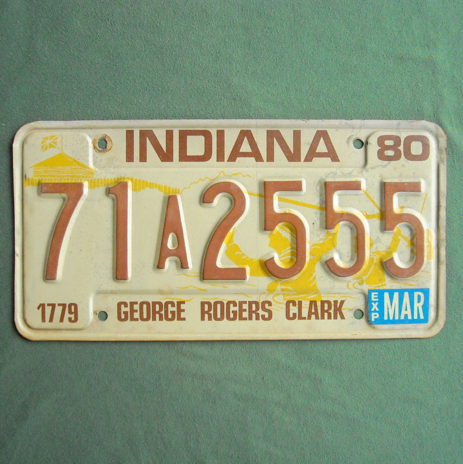 Indiana George Rogers Clark Vintage Indiana License A Plate 1980