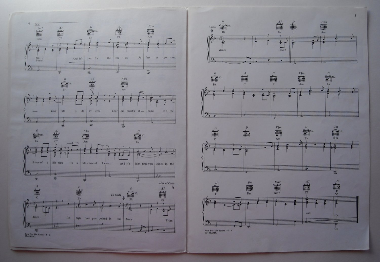 Run For The Roses By Daniel Fogelberg 1981 Sheet Music