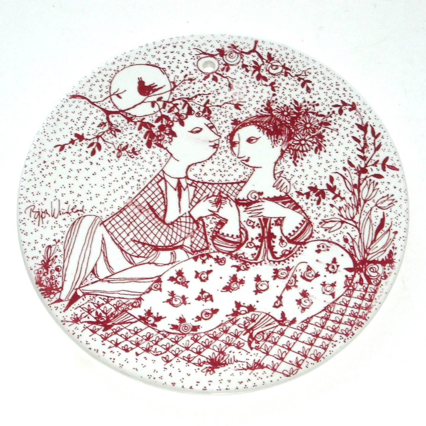 Bjorn Wiinblad Denmark May Harmoni Red Nymolle Plate