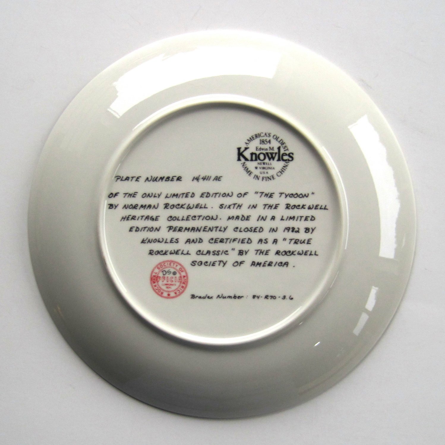 The Tycoon Norman Rockwell 1984 Heritage Collection Knowles Wall Plate Boxed