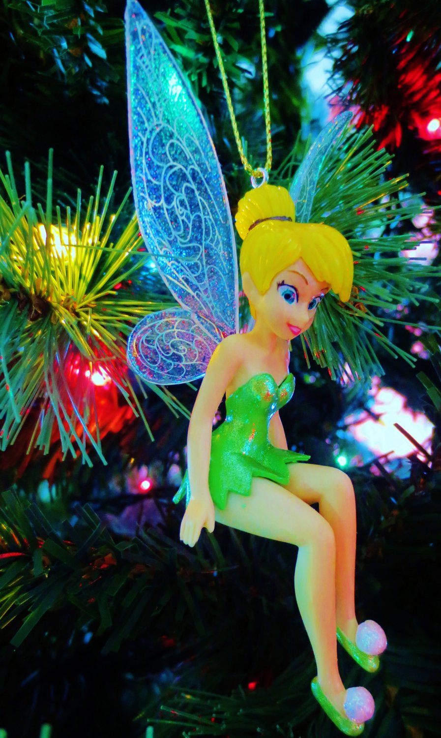 Custom Disney Sitting Tinkerbell/Tinker Bell Fairy Ornament R279