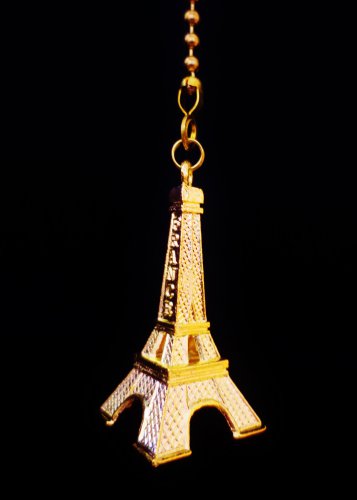Eiffel Tower Paris Landmark Plated Gold Color Ceiling Fan Light Pull Chain