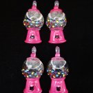 New Set of 4 Pink Gunball Dispenser Mini Tree Ornaments