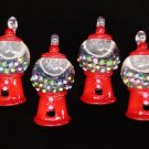 New Set of 4 Red Gunball Dispenser Mini Tree Ornaments