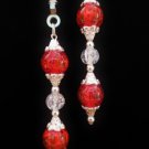 Set of 2 New Elegant Crystal Red Beads Silver Plated Ceiling Fan Light Pull Chains