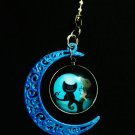 Colorful Moon Cheshire Cat Metal Ceiling Fan Light Pull Chain
