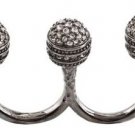 NEW BCBG MAXAZRIA HEMATIT TRIPLE-SPHERE OPEN RING OS