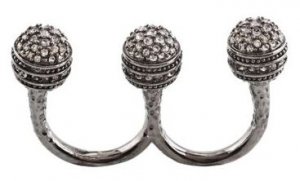 NEW BCBG MAXAZRIA HEMATIT TRIPLE-SPHERE OPEN RING OS