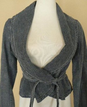 NEW BCBG MAXAZRIA BLUE JEANS WRAP JACKET VEST SZ S, M