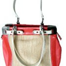 NEW BCBG MAXAZRIA LEATHER-TRIM STRAW TOTE