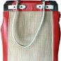 NEW BCBG MAXAZRIA LEATHER-TRIM STRAW TOTE