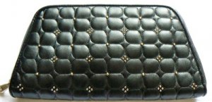 NEW BCBG MAXAZRIA BLACK ICON QUILT STUDDED FAUX LEATHER SMALL CLUTCH HANDBAG