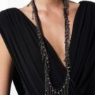 NEW GORGEOUS BCBG MAXAZRIA LEATHER CHAIN RHINESTONE NECKLACE
