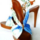 NEW 100% LEATHER SEXY ALDO BLUE FLORAL STRAPPI SHOES SANDAL 8