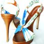 NEW 100% LEATHER SEXY ALDO BLUE FLORAL STRAPPI SHOES SANDAL 8