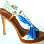 NEW 100% LEATHER SEXY ALDO BLUE FLORAL STRAPPI SHOES SANDAL 8