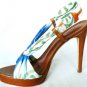 NEW 100% LEATHER SEXY ALDO BLUE FLORAL STRAPPI SHOES SANDAL 8