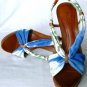 NEW 100% LEATHER SEXY ALDO BLUE FLORAL STRAPPI SHOES SANDAL 8