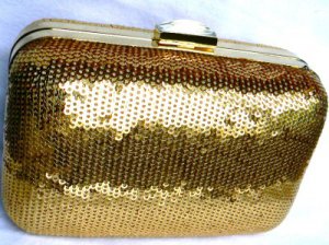 NEW BCBG MAXAZRIA GOLD SEQUIN MINIATURE CLUTCH