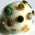 NEW BCBG MAXAZRIA MULTI COLOR STONE OVAL PLASTIC PAVE RING SZ 7