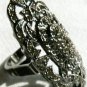 NEW BCBG MAXAZRIA HEMATIT OVAL RHINESTONE-PAVE RING SZ 7