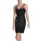 $1037 MAX AZRIA BLACK SEQUIN WOVEN COCKTAIL DRESS 0