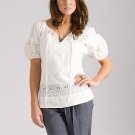 NEW BCBG MAXAZRIA WHITE SILK EYELET TUNIC TOP S, XXS