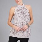 NEW BCBG MAXAZRIA SILK TOP WITH RADIATING RUFFLES S