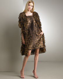 DOLCE & GABBANA BROWN SILK LEOPARD DRESS 40 / M