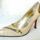 LUCIANO PADOVAN CLASSIC BEIGE CROC LEATHER PUMP SHOE 37