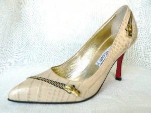 LUCIANO PADOVAN CLASSIC BEIGE CROC LEATHER PUMP SHOE 37
